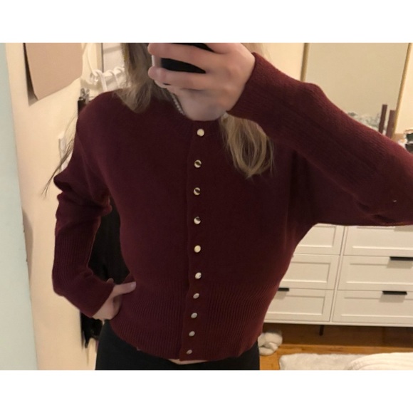 Musera Burgundy Button Front Knit Cardigan Sweater Size S – Brand New ! - Picture 5 of 11
